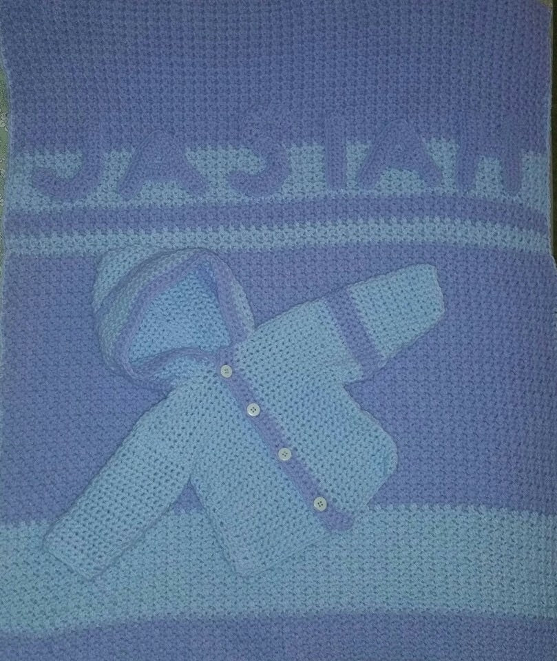 Crocheted Blanket with Matching Sweater