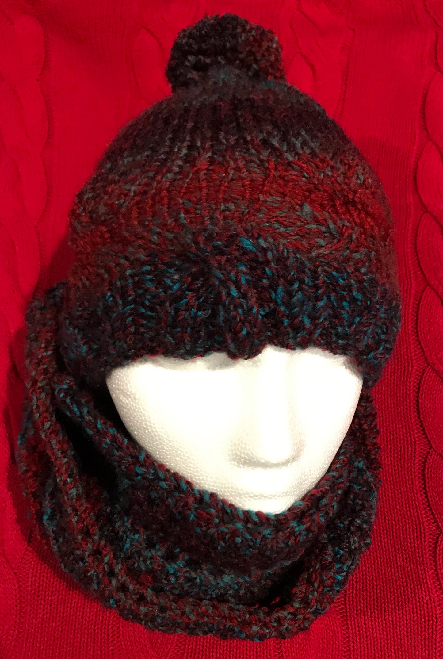 Knit Hat, Crocheted Scarf Set (8)