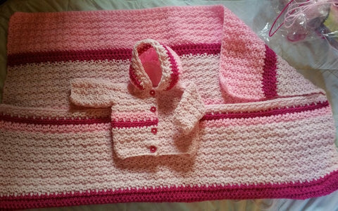 Crocheted Blanket with Matching Sweater