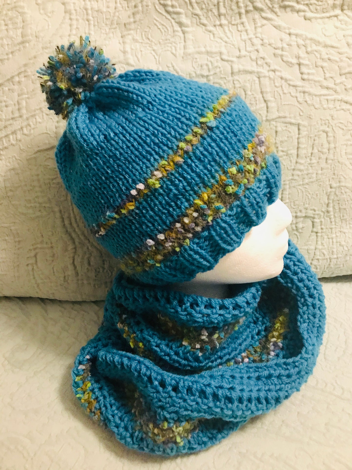 Teal Hat & Scarf Set #12